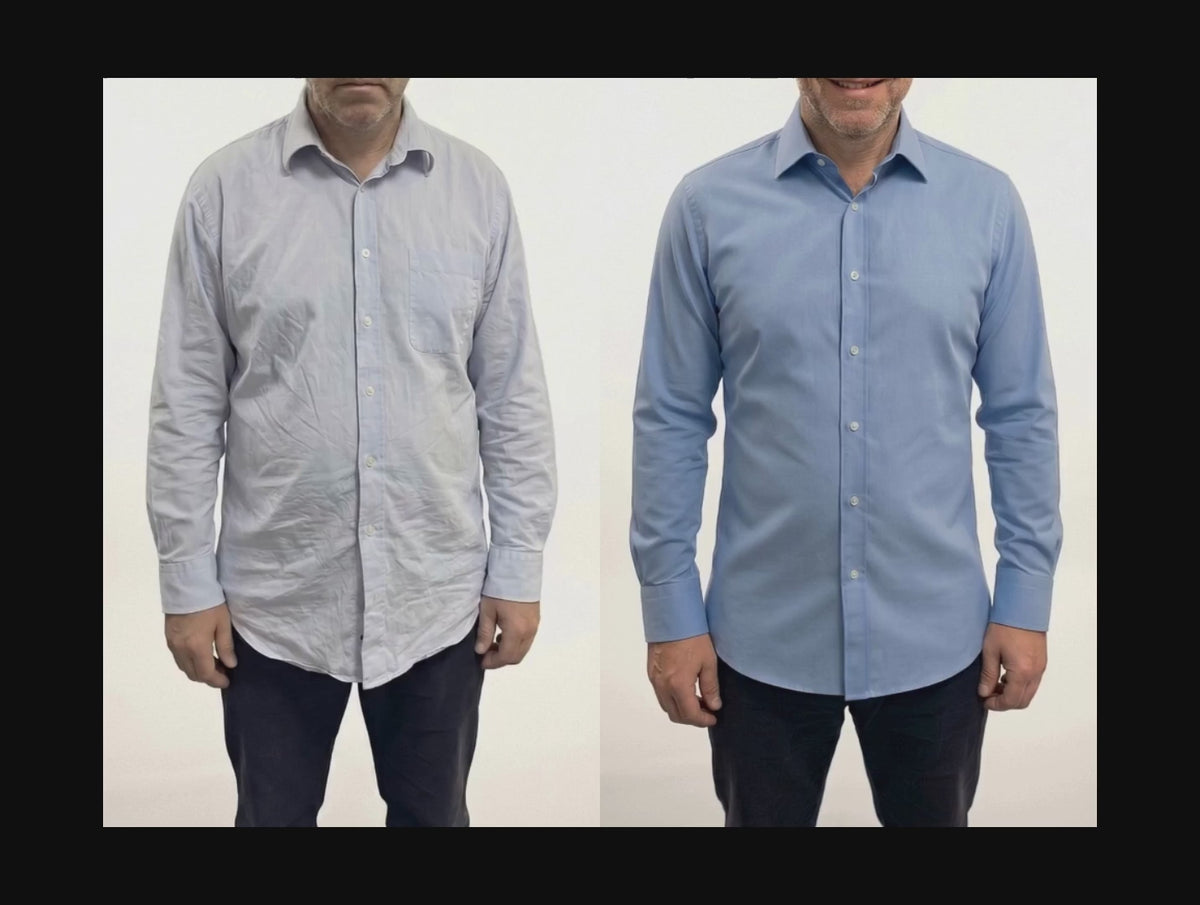 Load video: Halvern Glatt wrinkle-free shirt benefits